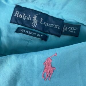 Polo Ralph Lauren Classic Fit Oxford Button Front Shirt Blue Men's‎ 2XLT Read